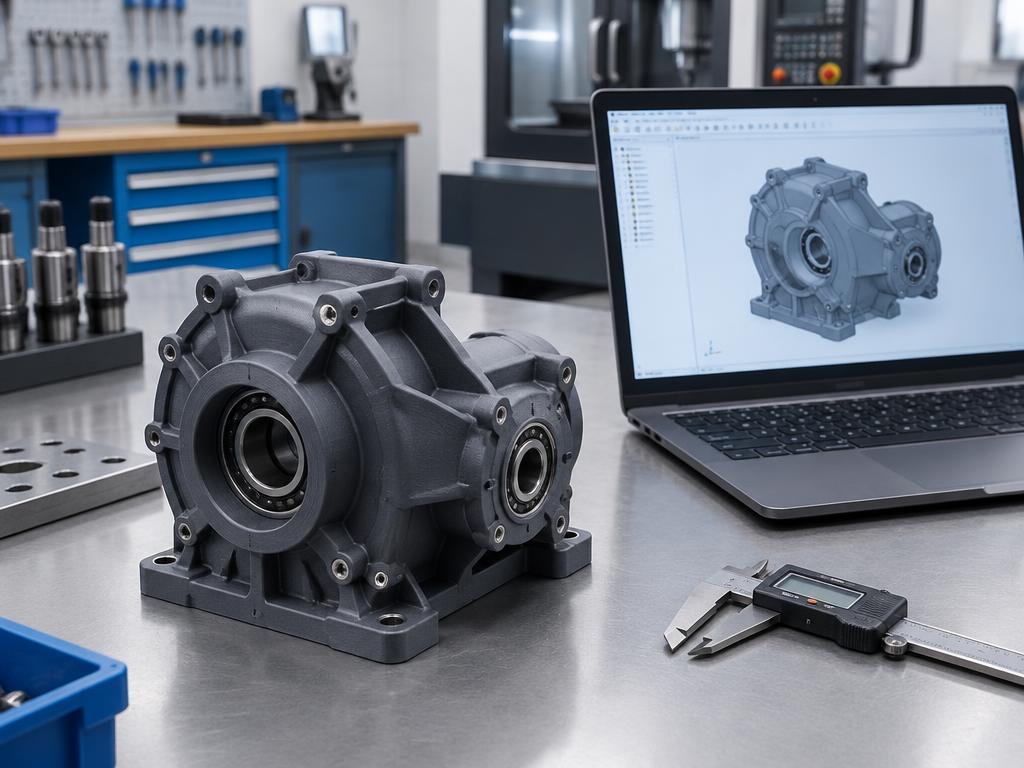 3D прототип на функционален механичен корпус до неговия CAD модел